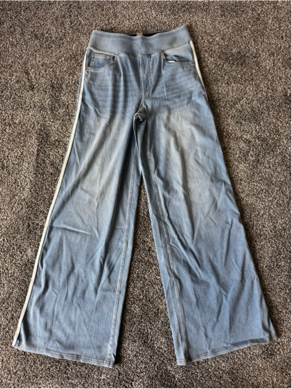 Halara Flex™ High Waisted Stripe Wide Leg Flowy Washed Casual Jeans Light Blue M - Picture 6 of 14